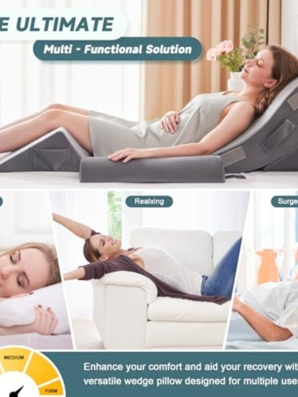 4pcs Orthopedic Bed Wedge Pillow Set for Sleeping - Wedge Pillows for After Surg - Picture 3 of 7